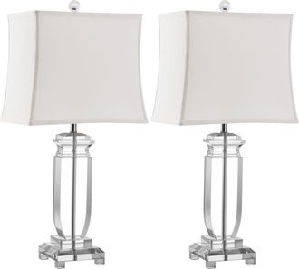 Safavieh Set de 2 l&aacute;mparas de mesa en poli&eacute;ster, transparente