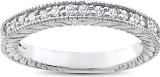 Pompeii3 1/5ct Heirloom Diamond Vintage Wedding Ring 14K White Gold Womens band