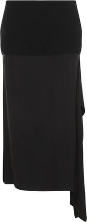 Jil Sander Asymmetrische Rok - Dames - Midirokken - Zwart - XS - Wol - Rokken
