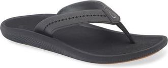 Olukai Ulele Water Resistant Flip Flop in Black /Black at Nordstrom, Size 11