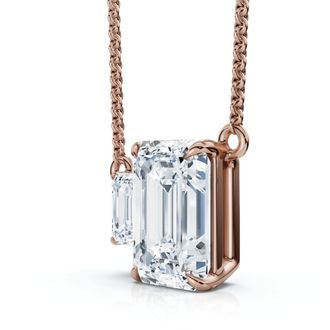 Pompeii3 1 1/2Ct Emerald Cut Toi et Moi Diamond Pendant 14k Gold Lab Grown