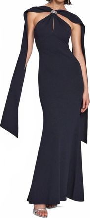 Joseph Ribkoff Drape Sleeve Long Dress In Navy