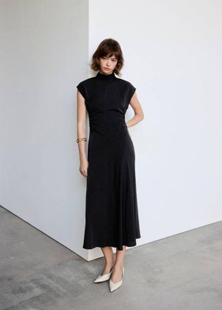 Mango Vestito collo perkins increspature nero - Donna - XS - MANGO