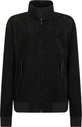 Gucci Zachte Lichte Su&egrave;de Bomberjack - Heren - Leren en Su&egrave;de Jassen - Zwart - L - Su&egrave;de - Jassen