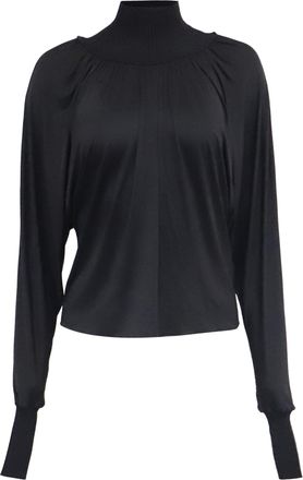 A.L.C. A. L.C. Mock-neck Long Dolman-Sleeve Blouse in Black Acetate