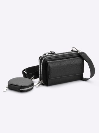 Heine Schultertasche HEINE, Damen, Gr. B/H/T: 18cm x 11cm x 4cm, schwarz, Viskosemischung, unifarben, Taschen Schultertasche