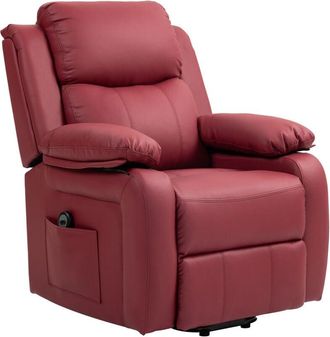 HOMCOM Poltrona Reclinabile Alzapersona con Poggiapiedi e Telecomando Rosso