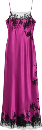 Carine Gilson lace-detail long slip dress - Purple