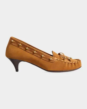 Khaite 45mm Milly Suede Moccasin Pumps