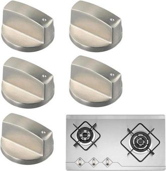 OEM Pomos Para Horno, 5 Piezas, 6 Mm, Juego De Pomos Universales Para Placa De Gas, Horno El&eacute;ctrico, Barbacoa De Gas, Placa De Cocina, Plateado