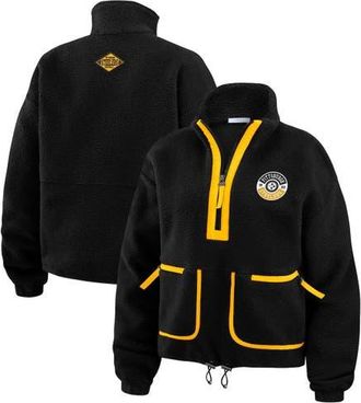WEAR by Erin Andrews Womens WEAR by Erin Andrews Black Pittsburgh Steelers Polar Fleece Half-Zip Jacket at Nordstrom, Size Xx-Large