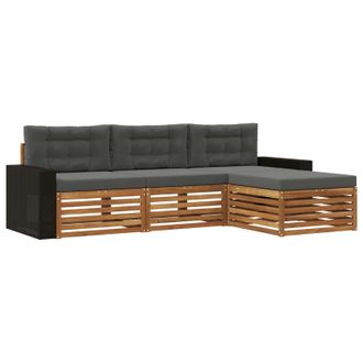 vidaXL Conjunto De Sof&aacute;s De Exterior 4 Pcs Natural Y Antracita Vidaxl