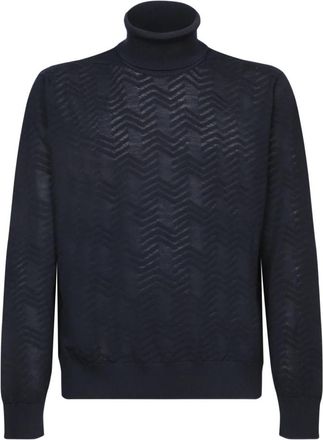 Missoni Blauwe Gebreide Kleding voor Mannen Aw 24 - Heren - Coltruien - Blauw - M - Truien & Vesten
