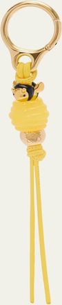 Loewe Dee Dice Bag Charm in Brass and Leather