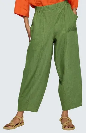 Luukaa D'Celli Zenya Solid Linen Pants in Apple Green at Nordstrom, Size 10