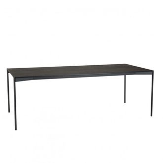 Macabane Mesa de comedor rectangular negra con patas de metal de 220x100 cm