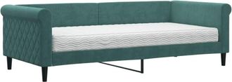 vidaXL Sof&aacute; Cama Con Colch&oacute;n Terciopelo Verde Oscuro 90x200 Cm Vidaxl