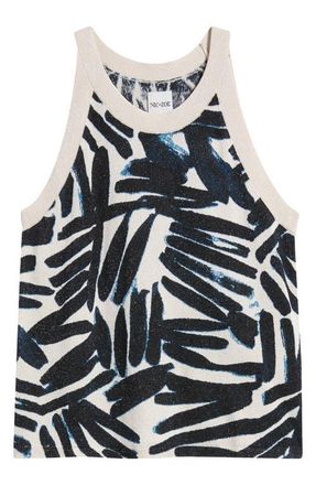 Nic+Zoe Palm Print Sweater Tank in Indigo Multi at Nordstrom, Size Xx-Large