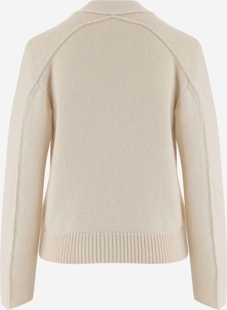 Bottega Veneta Womens Cardigan Stretch Wool-Blend Ivory Sweater