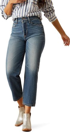 Ariat Womens Ultra High Rise Tomboy Relaxed Jazmine Straight Leg Jeans in Hesperia, Size 34, by Ariat