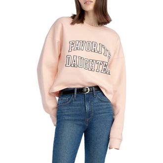 Favorite Daughter THE CROPPED COLLEGIATE SW in Pale Pink/White at Nordstrom, Size Xx-Large