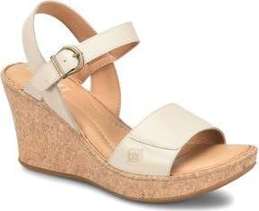 B&oslash;rn Janine Platform Wedge Sandal in Cream Leather at Nordstrom Rack, Size 10