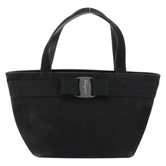 Ferragamo Vala Suede Black Suede Handbag (Pre-Owned)