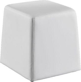Oresteluchetta Puf de piel sint&eacute;tica blanca 35x35x35 cm
