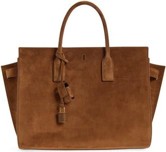 Saint Laurent Large Sac de Jour Suede Tote in Caramel Cognac at Nordstrom