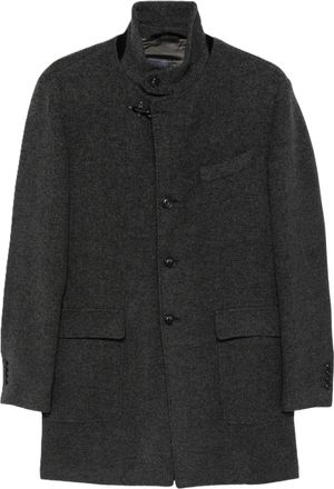 Fay Structured Toggle Clasp Herringbone Mid-Length Coat