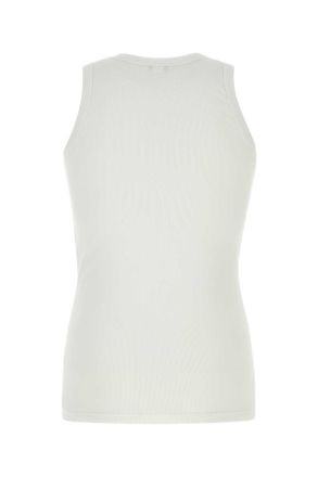Alexander McQueen Mens White Stretch Cotton Tank Top Opticalwhite Exterior: Elastane T-Shirt