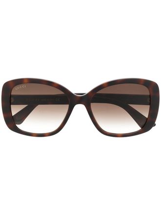 Gucci Double G square-frame sunglasses - women - Acetate - One Size - Brown