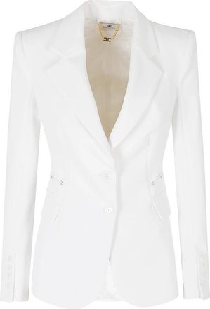 Elisabetta Franchi Enkelrijige Blazer - Dames - Blazers - Wit - M - Jassen