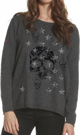 Label+Thread Faded Skull Crew Tee In Charcoal