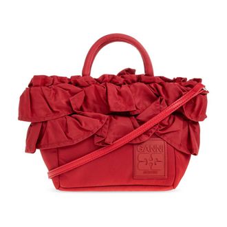 Ganni Handbags, female, Red, Size: ONE SIZE Logo Handbag