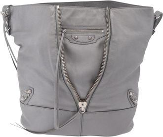 Balenciaga Papier Drop Bucket Leather Silver Leather Handbag (Pre-Owned)