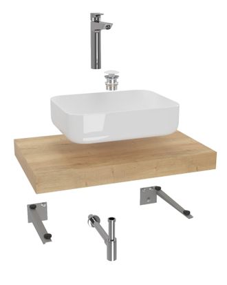Puma Naturel - Conjunto De Ba&ntilde;o Hansgrohe Con Dolce 80x8x50 Cm, Roble Halifax Ksetdo6