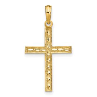Diamond2Deal 14k Yellow Gold Reversible FAITH HOPE LOVE Cross Pendant