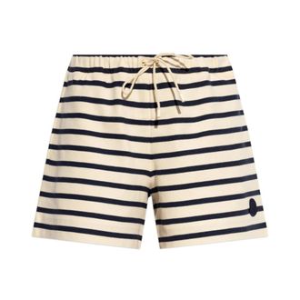 Moncler Short Shorts, female, Beige, Size: XS Pantaloncini a righe con coulisse