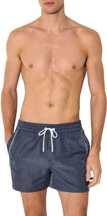 Reiss Breeze Piped Nylon Swim Trunks in Steel Blue at Nordstrom, Size Xx-Large