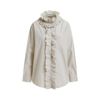 Essentiel Dames, Blouses & Shirts, Beige, Maat: XS Katoen
