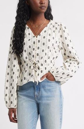 Treasure & Bond Tied Peplum Top in Ivory Dove at Nordstrom Rack, Size X-Small