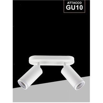 Trade Shop Trade Shop - Applique Plafoniera Orientabile Da Soffitto Parete 2 Diffusori Lampada Gu10 Ts-2 - Blanco