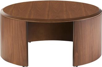Miliboo Mesa De Centro Redonda De Dise&ntilde;o En Madera Oscura Nogal D80 Cm Zahra
