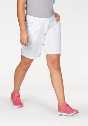 Kangaroos Bermudas KANGAROOS, Damen, Gr. 46, N-Gr, weiss (wei&szlig;), Web, Obermaterial: 100% Baumwolle, unifarben, schmal kurz, Hosen Bermudas, krempelbar