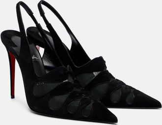 Christian Louboutin Circus Max suede and mesh slingback pumps