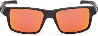 adidas 55mm Mirrored Rectangular Sunglasses in Matte Black /Roviex Mirror at Nordstrom