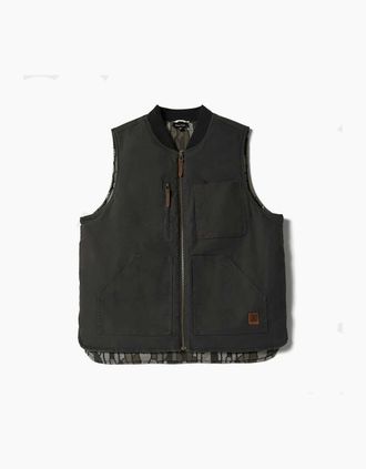 Brixton Mens Brixton Builders Abraham Rev Bark Camo Vest - Green - Size: Regular/40