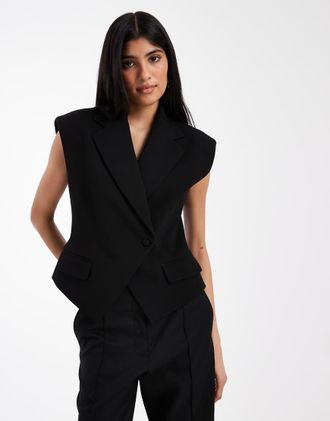 Asos Gilet sartoriale stretto in vita nero-Marrone