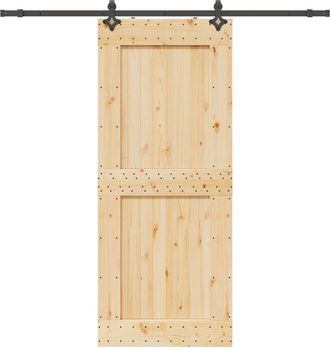 vidaXL Vidaxl - Puerta Corredera Con Herrajes Madera Maciza De Pino 95x210 Cm